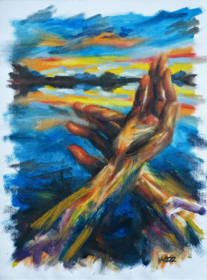 Abschied von Königin  -  40 x 53 cm  Ölfarbe auf Leinwand   70.00 €