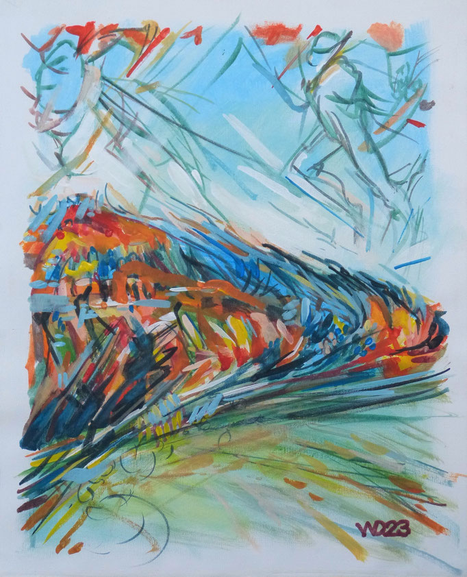 Ausflug in die Berge - 44 x 54 cm  Acrylfarbe auf Leinwand  60.00 €