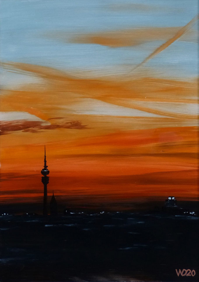 Sunset 29 München- 24 x 33 cm  Ölfarbe auf Papier   45.00 €