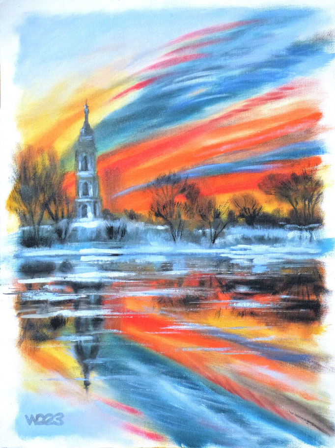Rote Wolke - 40 x 53 cm  Ölfarbe auf Leinwand   60.00 €