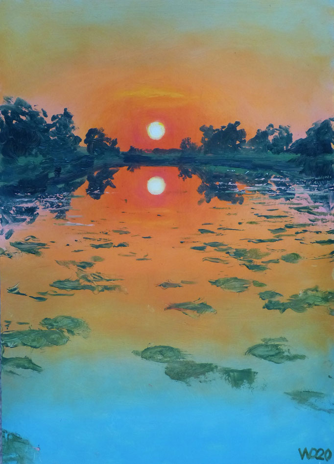 Sunset 6 - 24 x 33 cm  Ölfarbe auf Papier   45.00 €