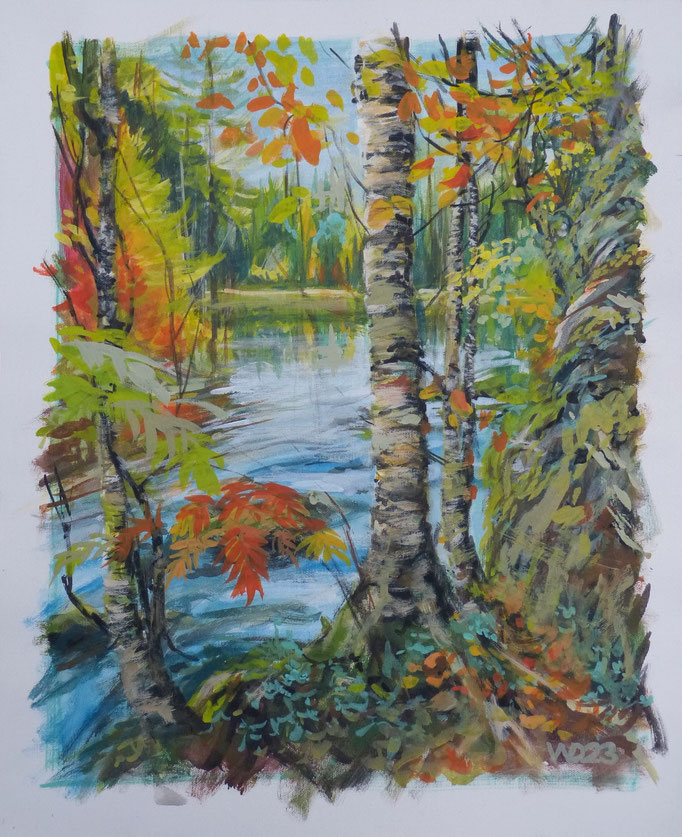 Herbstwetter - 44 x 54 cm   Acrylfarbe auf Leinwand  90.00 €