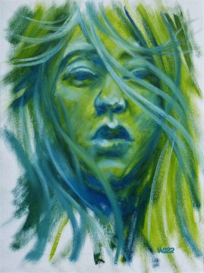 Monochrom grün  -  40 x 53 cm  Ölfarbe auf Leinwand   70.00 €