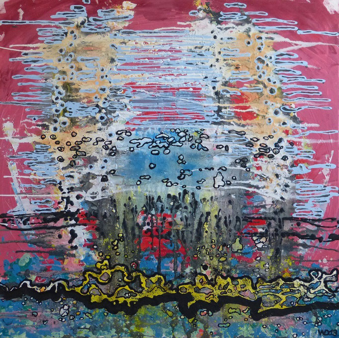 Pünktlich zum Mittag - 90 x 90 cm Acrylfarbe, Strukturpaste, Schlussfirnis.  330 €