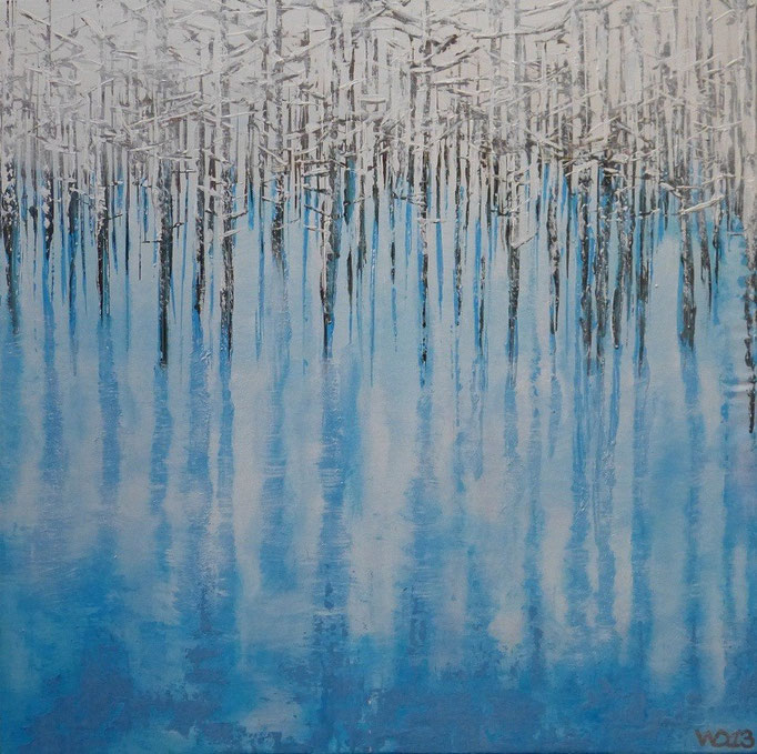 DAS ZÄRTLICHES BLAU DES SCHICKSALS - 80 x 80 x 2 cm  Acrylfarbe, Leinwand, Schlussfirnis  250.00 €