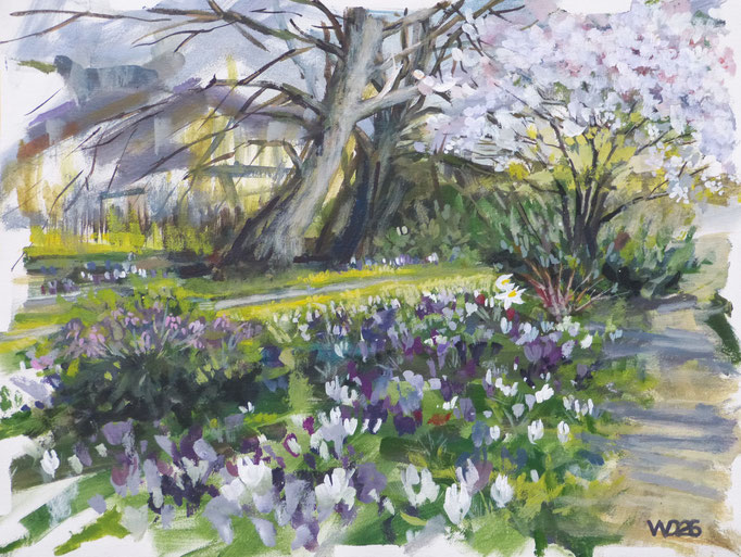 Krokusse Lichtentaler Allee - 40 x 52 cm  Acrylfarbe auf Leinwand  100.00 €