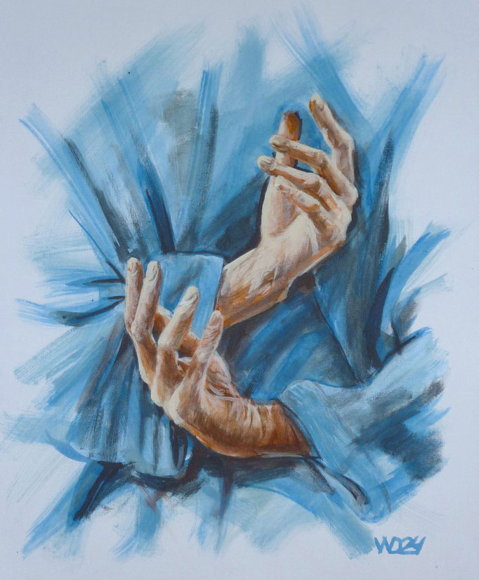 Hände - 44 x 54 cm   Acrylfarbe auf Leinwand  70.00 €