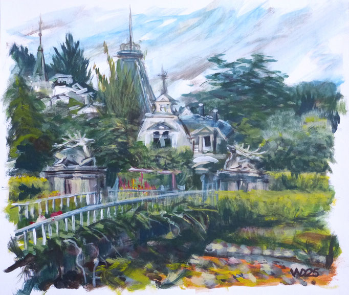 Gönneranlage Eingang - 46 x 55 cm  Acrylfarbe auf Leinwand  120.00 €