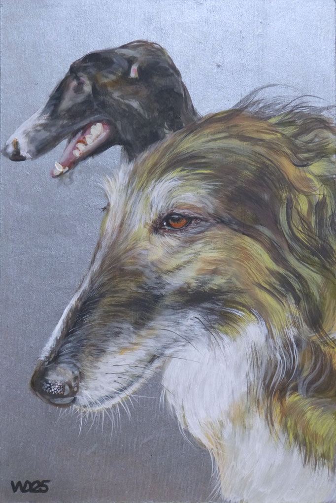 Barsoi/Silken Windhound - 40 x 60 cm  Acrylfarbe auf 3mm MDF-Platte    130.00 €