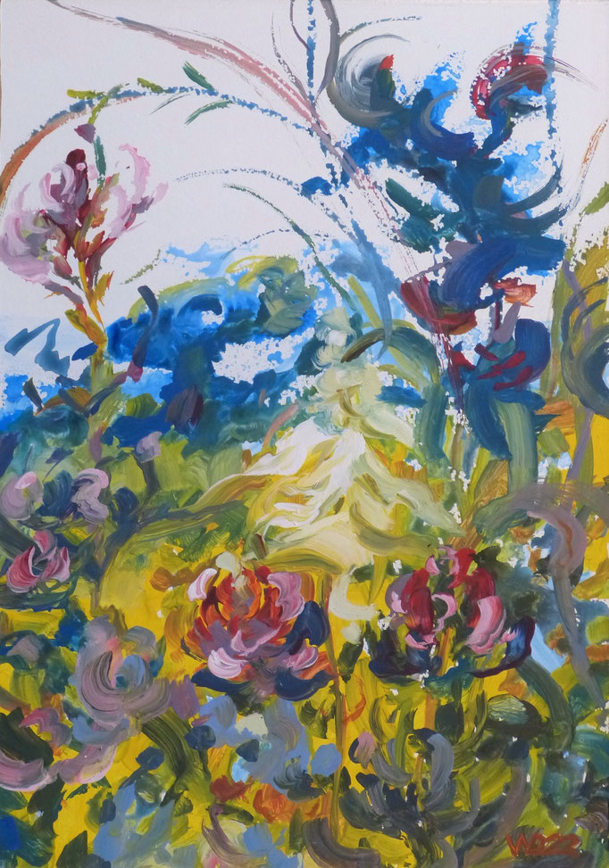 Wildblumen - 37 x 53 cm  Acrylfarbe, 3mm MDF-Platte  90.00€