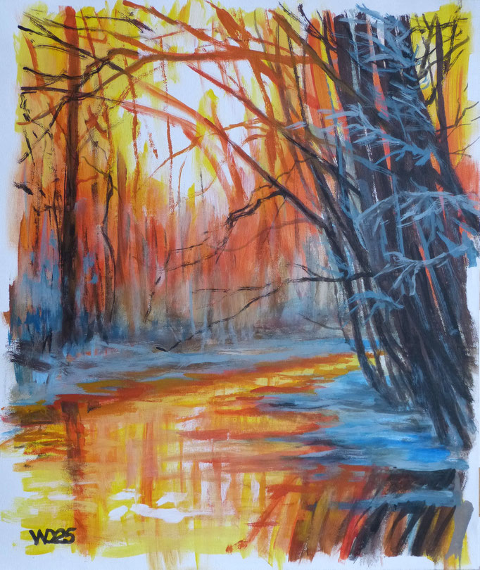 Goldener Strom - 46 x 55 cm   Acrylfarbe auf Leinwand  100.00 €