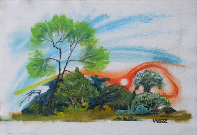Hein und Sonne N2 -  39 x 26 cm  Ölfarbe auf Leinwand   45.00 €