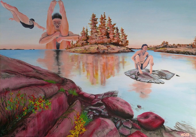 Ménage-à-trois -  70 x 100cm  Acrylfarbe, Schlussfirnis  240€