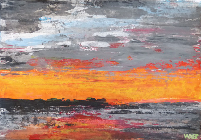 Abendstimmung - 33 x 47 cm  Acrylfarbe, Papier   49.00 €