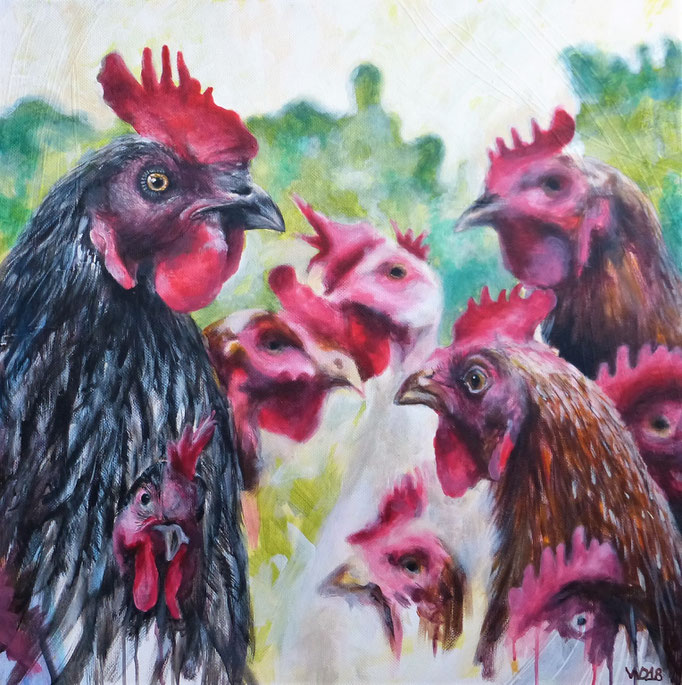 Familienbande - 80 x 80 x 5cm, Acrylfarbe auf Leinwand   390.00 €