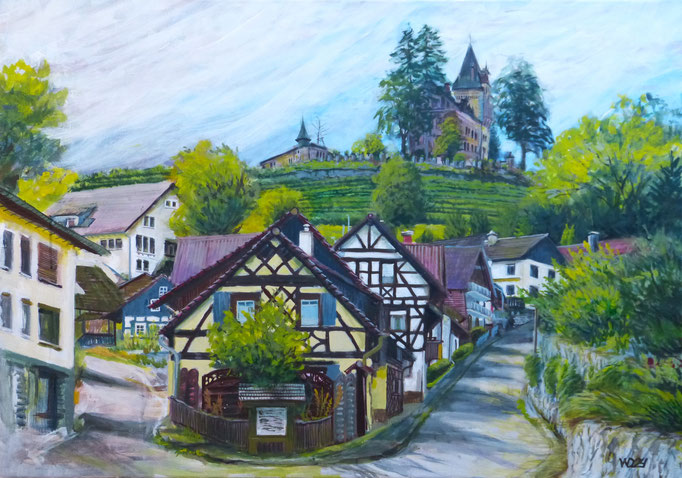 Kappelrodeck Schlossbergstraße - 70 x 100cm  Acrylfarbe, Leinwand  800.00 €