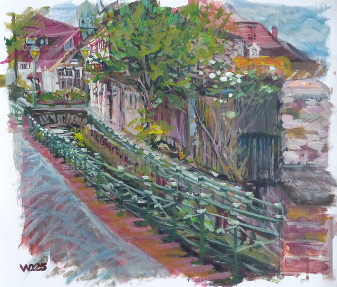 Burgbühne und s'Freche hus Oberkirch - 46 x 55 cm  Acrylfarbe auf Leinwand  90.00 €