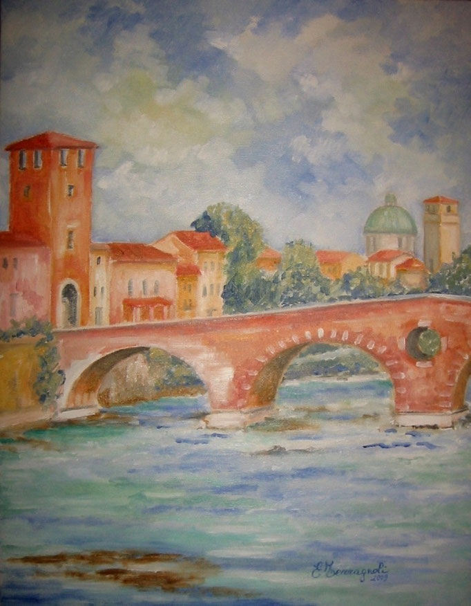 2009 - Dove l'Adige abbraccia Verona - olio su tela - 45x35 cm - collezione privata