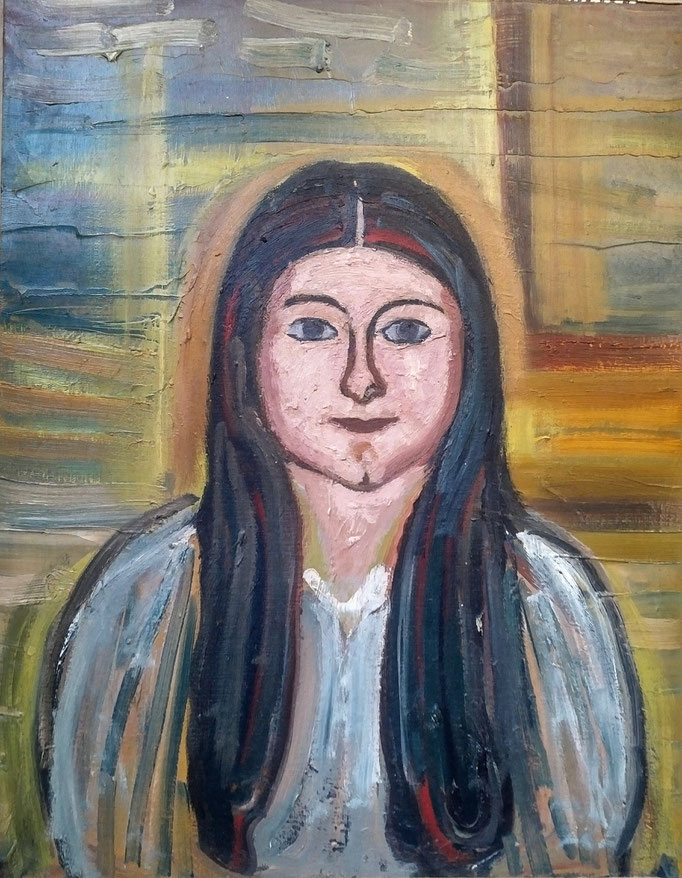 Visage , huile sur toile, [ 1970], collection d'atelier 