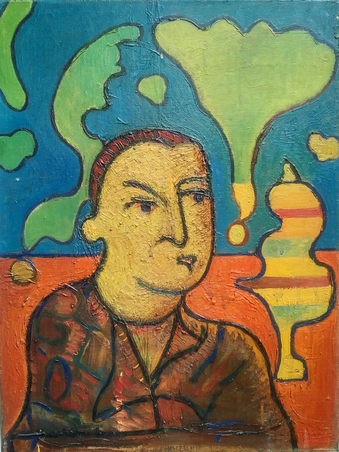 Visage, huile sur toile, [ 1972], collection d'atelier 