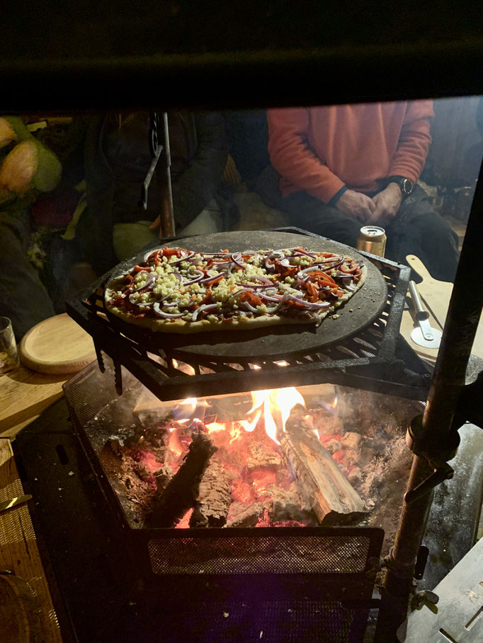 Lappland Pizza mit Renskav (Rentierfleisch)