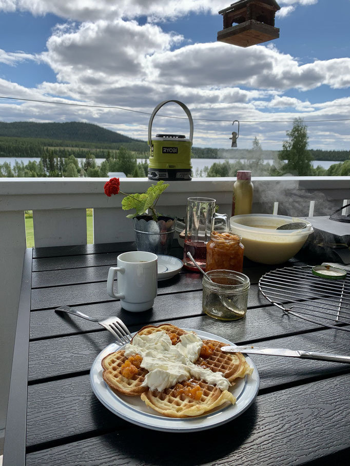 Waffel mit Moltebeeren