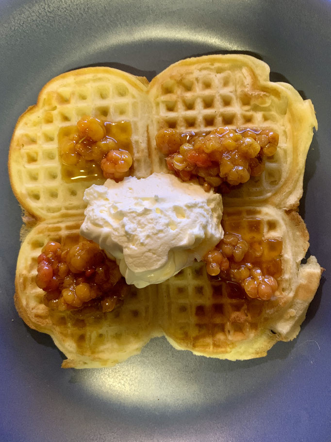 Waffel mit Moltebeeren