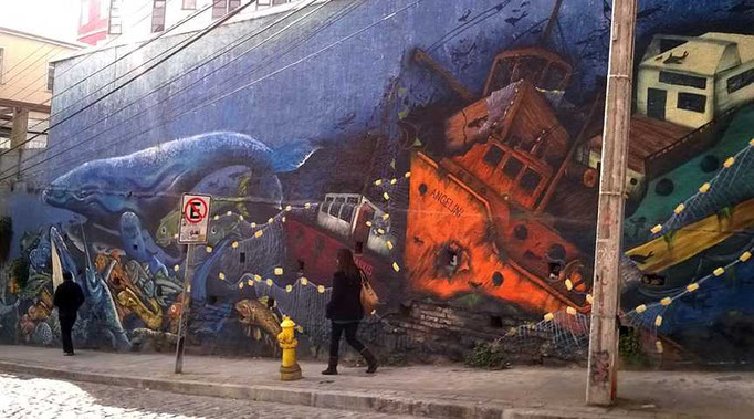 Street Art und das Meer (Valparaíso)