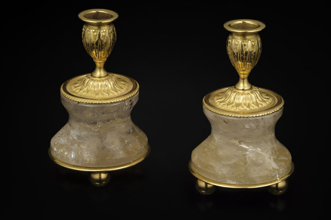 Pair of Rock Crystal and Gilt-Bronze Lamps /Candlesticks Louis the XVI th Style