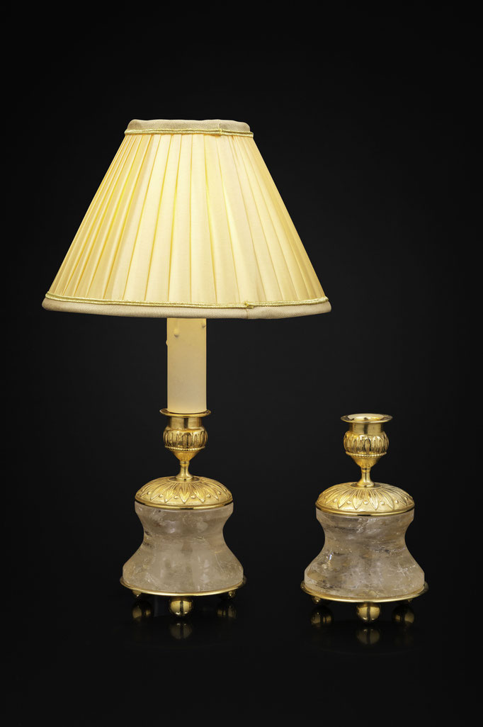 Pair of Rock Crystal and Gilt-Bronze Lamps /Candlesticks Louis the XVI th Style