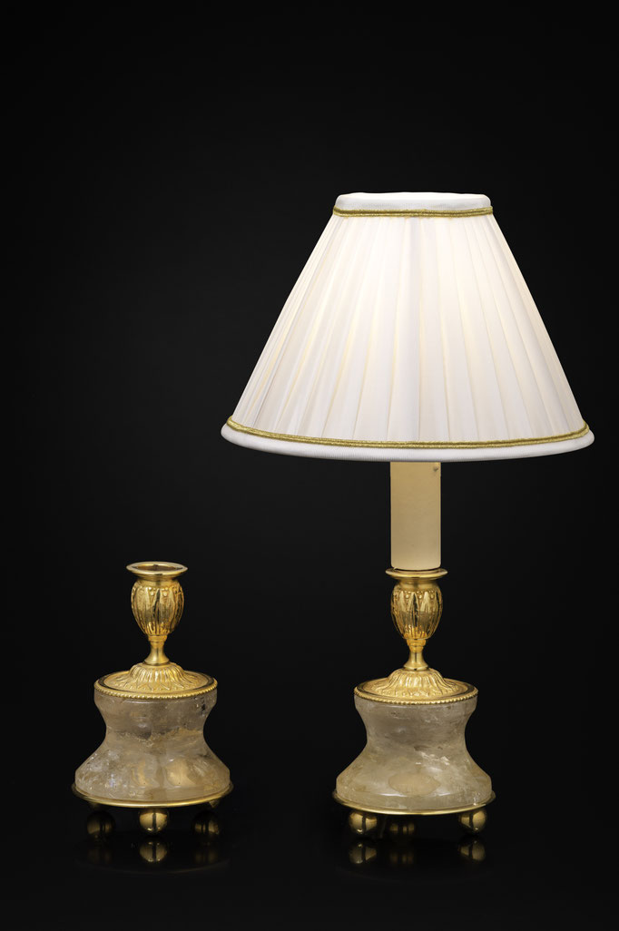 Pair of Rock Crystal and Gilt-Bronze Lamps /Candlesticks Louis the XVI th Style