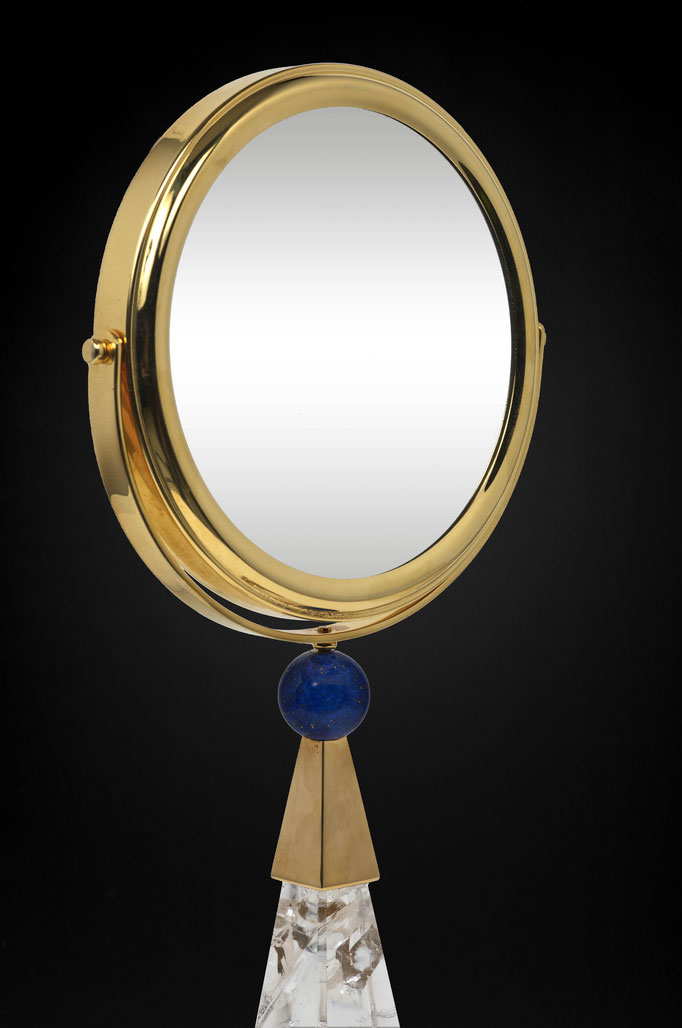 ROCK CRYSTAL AND LAPIS LAZULI TABLE MIRROR BY ALEXANDRE VOSSION
