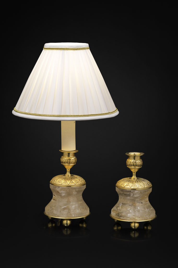 Pair of Rock Crystal and Gilt-Bronze Lamps /Candlesticks Louis the XVI th Style