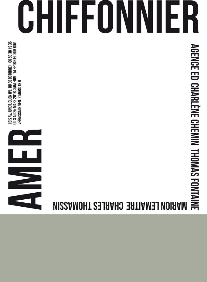Affiche de l'exposition AMER, Salomé Joineau, Atelier Chiffonnier, 2018.