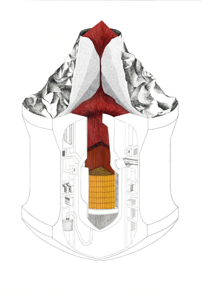 L’énergie unverselle, dessin à l’encre format 75x105cm, 2014.