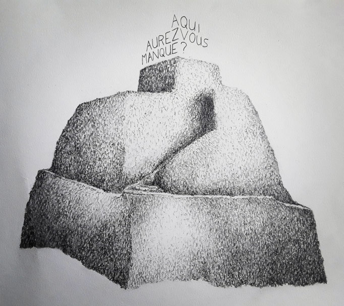 À qui aurez vous manqué? Dessin graphite, 30x42, 2020.