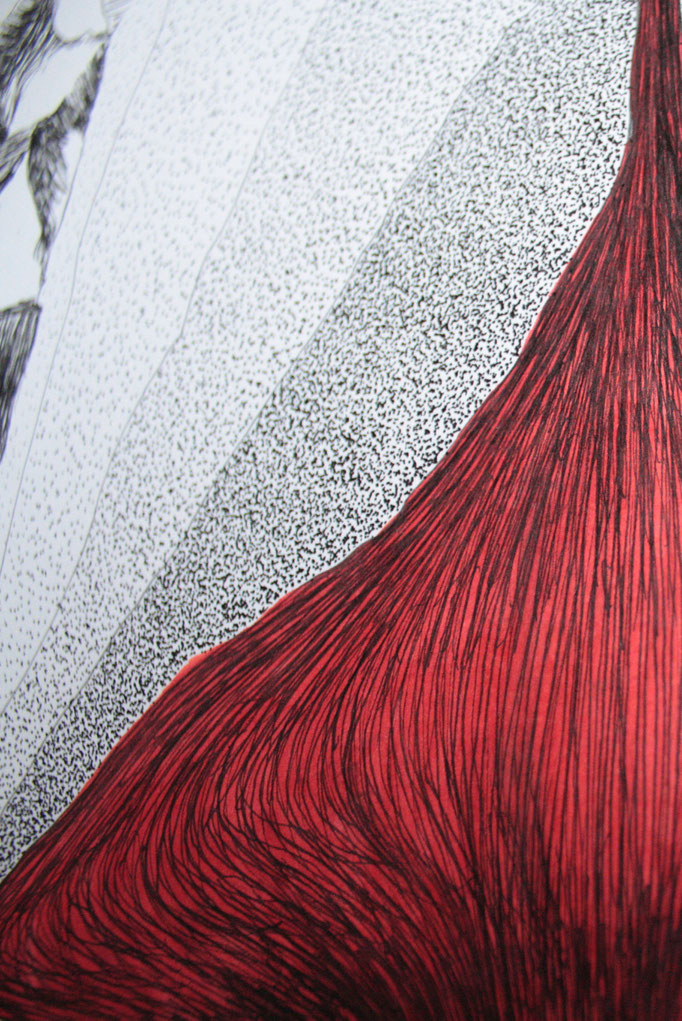 L’énergie unverselle (détail), dessin à l’encre format 75x105cm, 2014.