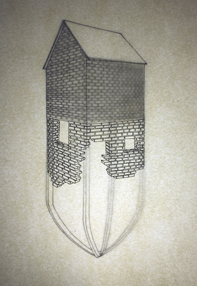 Dessin à l’encre extrait de la série les Forts, 5 formats 21x29,7 cm. 2013.