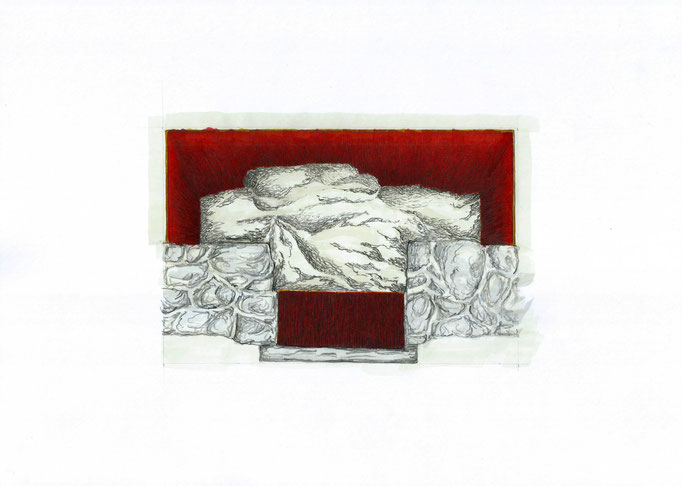Dessin extrait de la série Les Puissants fonds, 21x30 cm, 2018.