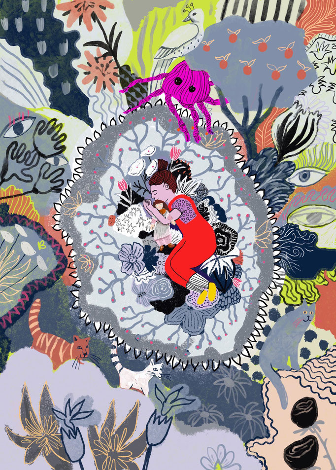 Illustration für das Buch "Hedwig ou la Pensée-Louve, Antipodes Verlag, Lausanne 2021