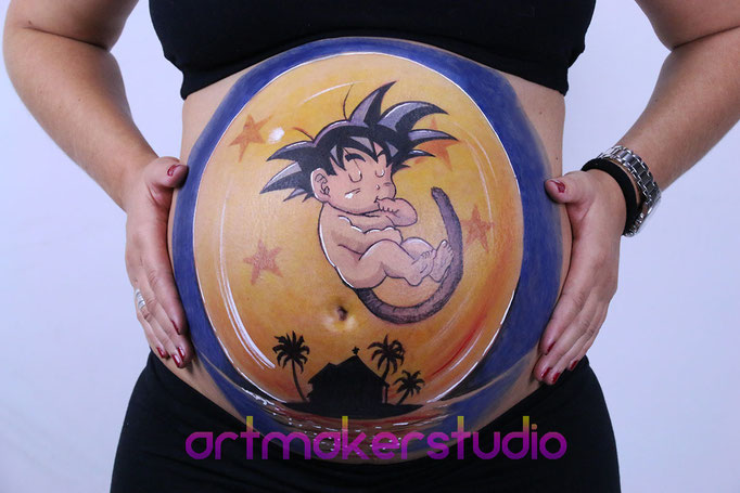 Belly Painting GOKU artmakerstudio Madrid