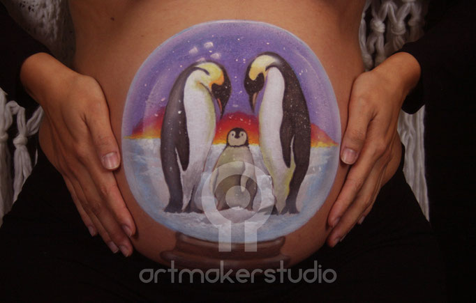 BELLY PAINT  Pinguinos ARTMAKERSTUDIO Madrid - Penguins