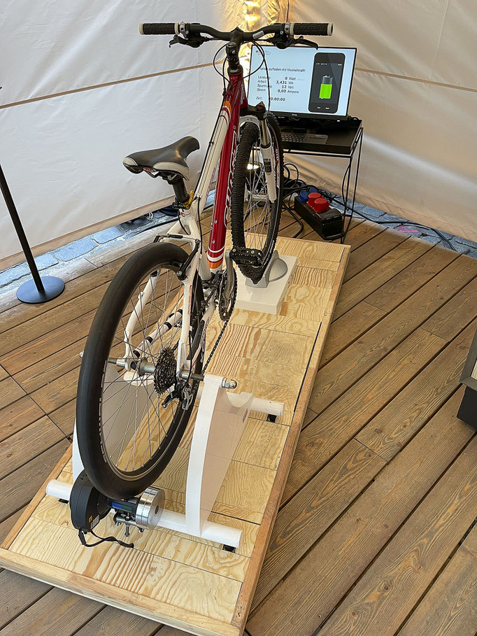 Energiefahrrad spezial mit Bodenplatte aus Holz