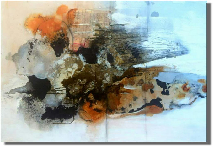 Leinwand, Mischtechnik und Collage, 100x70