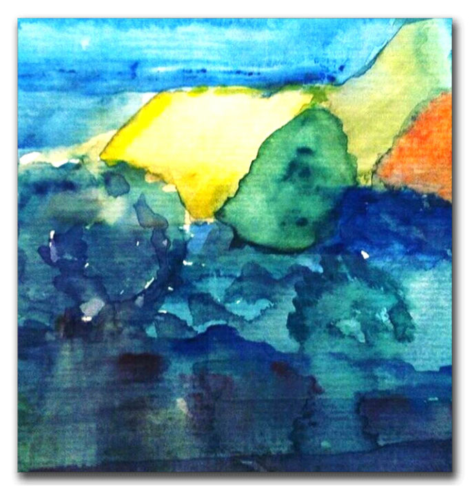Provence, Aquarell, 15x15 im Objektrahmen 25x25 