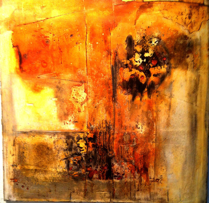 Intonaco, Leinwand mit Sumpfkalk, Pigment und Wachs 60x60
