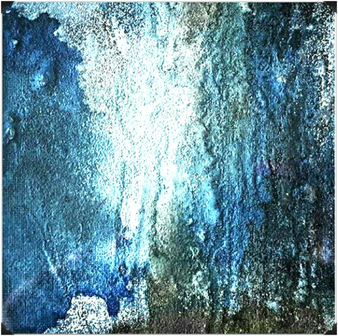 Blue-Art, Leinwand Prozessmalerei 15x15 im Objektrahmen 25x25
