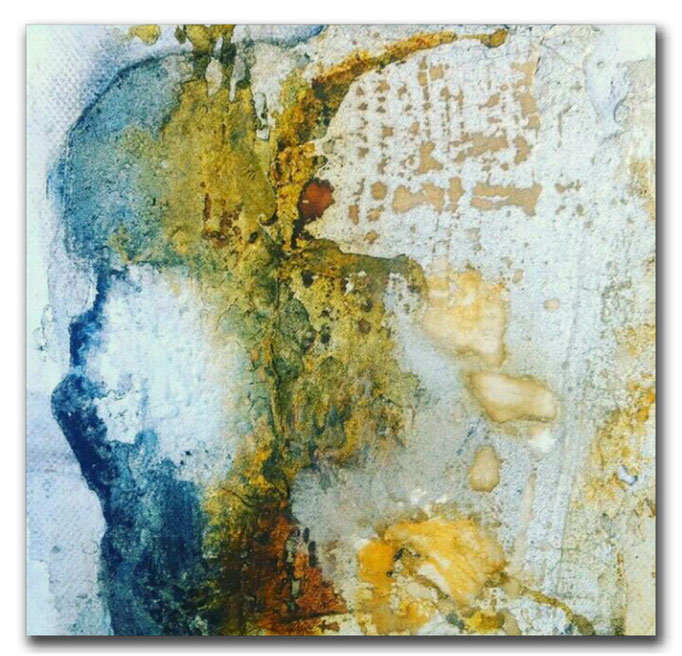 Summertime, Leinwand, Sumpfkalk, Pigment und Wachs, 15x15, im Objektrahmen 25x25