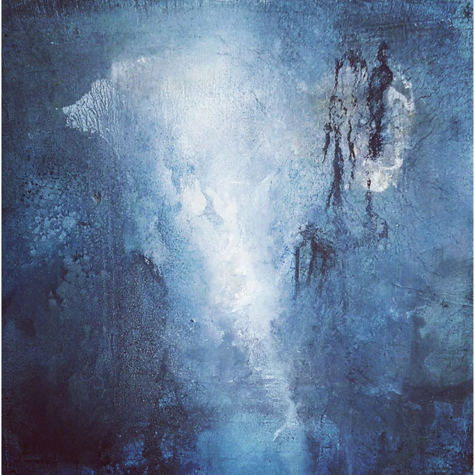 The Deep, Sumpfkalk mit Pigment auf Holzgrund, 70x70