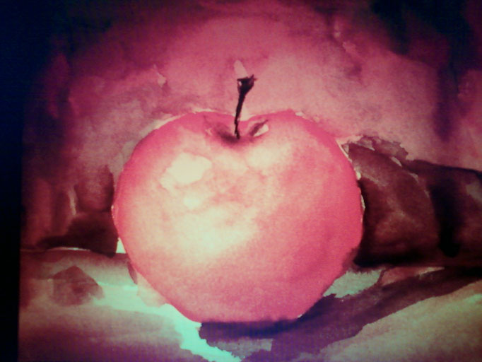Red Apple, Aquarell, 15x15, im Objektrahmen 25x25